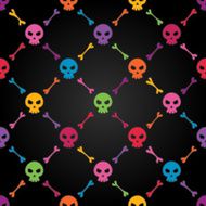 Multicolor seamless pattern with skulls