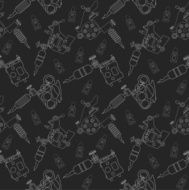 Tattoo machines and ink pattern Black