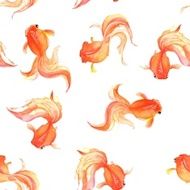 Seamless background with hand drawn goldfish 1