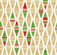 Christmas toys gold red green white background seamless