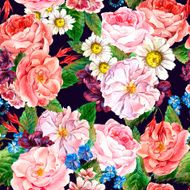 Floral Vintage Seamless Pattern watercolor illustration