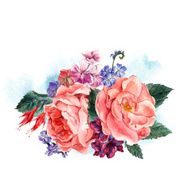 Floral Vintage Greeting Card watercolor illustration N7