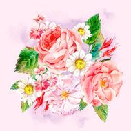 Floral Vintage Greeting Card watercolor illustration N8