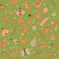 Colorful doodles Beetles Ants Butterflies Berries foliage and needles