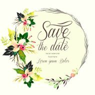 Vector invitation card with watercolor elements Wedding collection