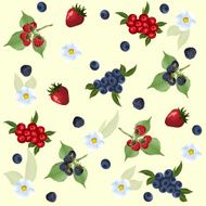seamless pattern of strawberry raspberry blueberry