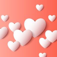 Abstract 3D Paper Heart Shapes Vector background