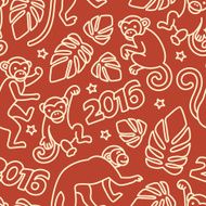 Seamless pattern with monkeys symbol of the 2016 year N2