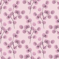 Branches with round leathes Watercolor background Seamless pattern 1 N2