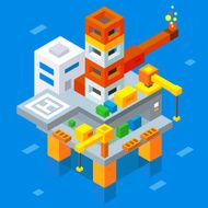 Petroleum extraction Sea oil rig Isometric flat vector illustration N2
