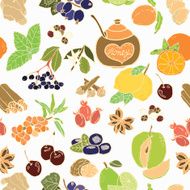 Seamless vector pattern with spices and berries