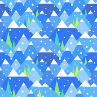Winter geometric mountain landscape seamless pattern - Illustration