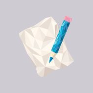 Polygonal Pencil Icon with geometrical figures N3