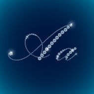Shiny diamond alphabet letters blue background