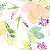 Seamless pattern with flowers watercolor Gentle colors Female N25