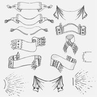 set of hand-sketched banners