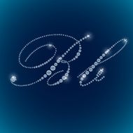 Shiny diamond alphabet letters blue background N2