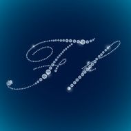 Shiny diamond alphabet letters blue background N3
