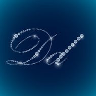 Shiny diamond alphabet letters blue background N4