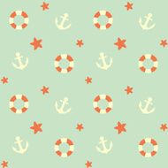 lifebuoy and anchor seamless pattern background illustration
