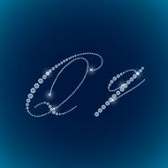 Shiny diamond alphabet letters blue background N6