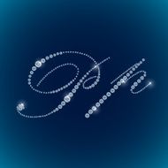 Shiny diamond alphabet letters blue background N7
