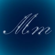 Shiny diamond alphabet letters blue background N8