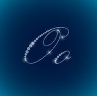 Shiny diamond alphabet letters blue background N9