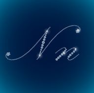 Shiny diamond alphabet letters blue background N10