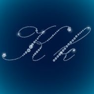 Shiny diamond alphabet letters blue background N13