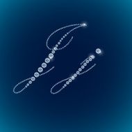 Shiny diamond alphabet letters blue background N14