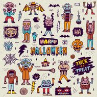 Happy Halloween Wacky Cartoon Doodle Set 1