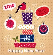 Christmas and New Year vector card