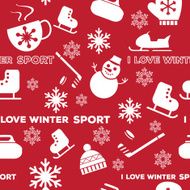Winter sports seamless pattern red
