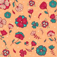 Beautiful background of red and blue flowers