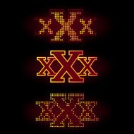 XXX adult set red glowing on black backgruond