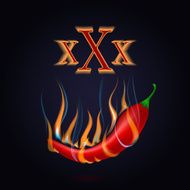 XXX adult black background with red hot burning chili pepper