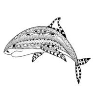 Zentangle Shark totem for adult anti stress Coloring Page N2