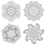 Zentangle stylized tribal Arabic Indian Mandala set Hand drawn N2