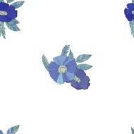 Blue flowers on white background N14