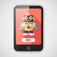 vintage robot flat icon with long shadow eps 10