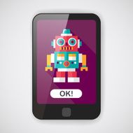 vintage robot flat icon with long shadow eps 10 N2