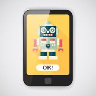 vintage robot flat icon with long shadow eps 10 N3