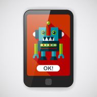 vintage robot flat icon with long shadow eps 10 N4