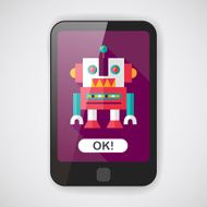 vintage robot flat icon with long shadow eps 10 N6