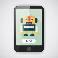 vintage robot flat icon with long shadow eps 10 N7
