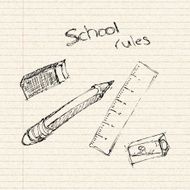 School equipment on a lined paper N2