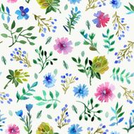Seamless pattern with Beautiful flowers and leaves