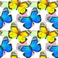 Watercolor seamless pattern with butterflies N2