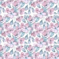 Branch with delicate flowers Seamless pattern N2
